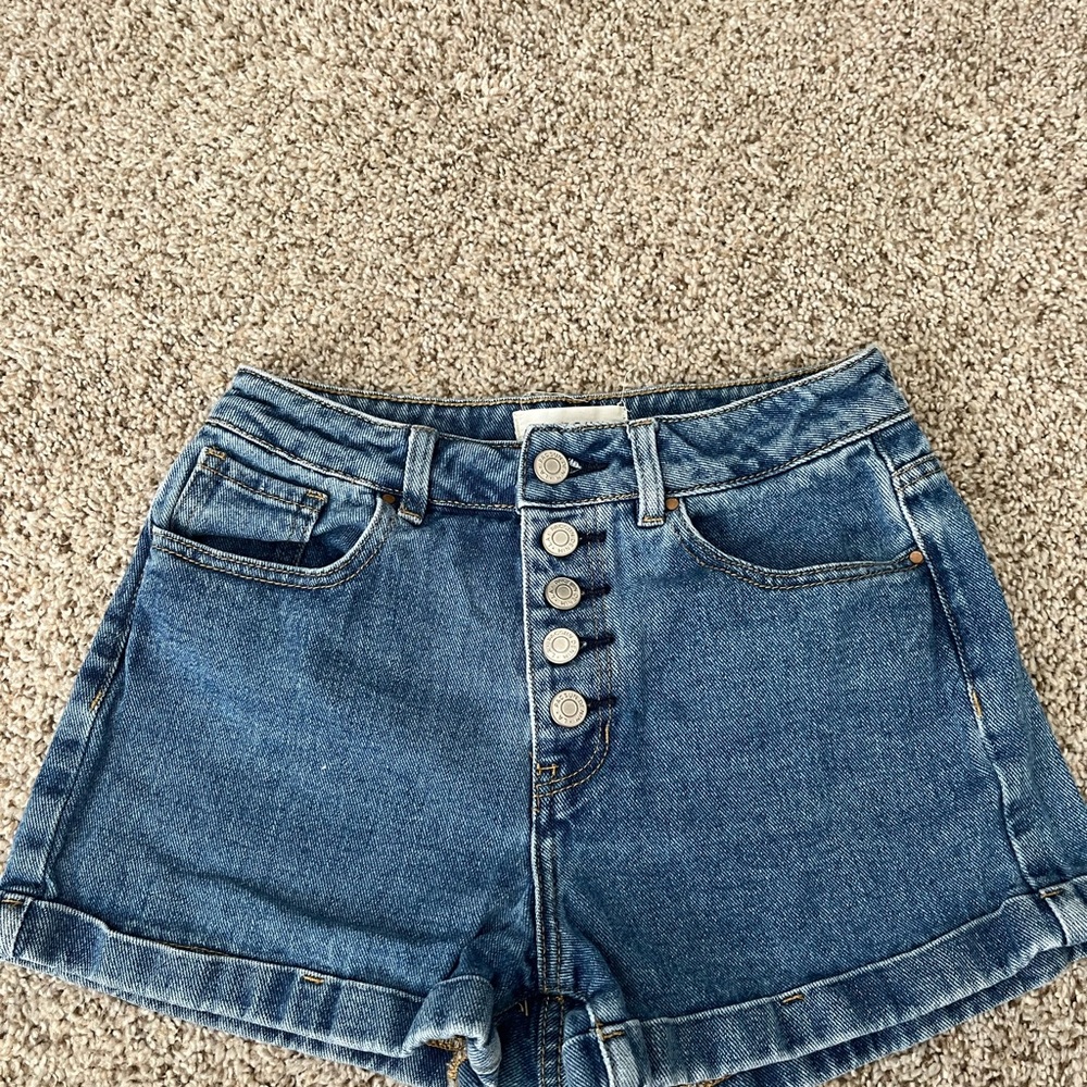 PacSun Blue Jean Shorts High-Waisted Cuffed Hem